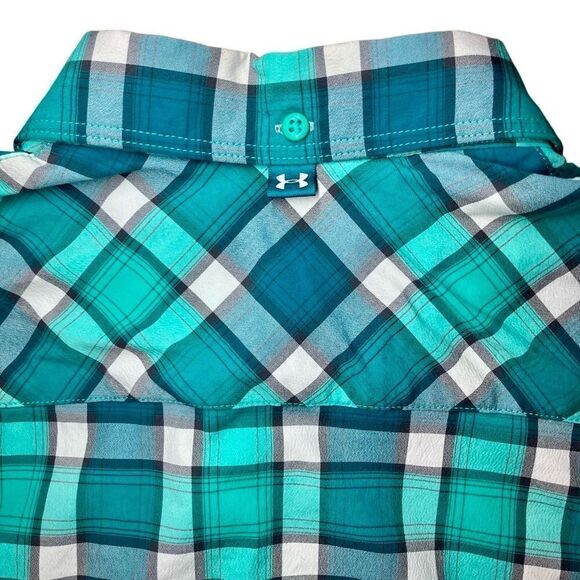 Under Armour Fish Hunter Plaid Vented Shirt in Teal Green/White Men’s M - Picture 9 of 11
